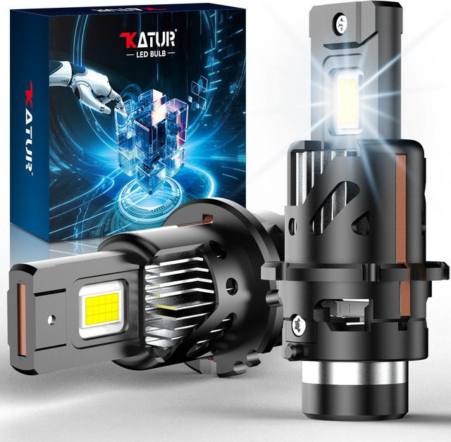 KATUR 2 Stück D2S D4S LED-Auto-Scheinwerferlampe in Weiß und Schwarz mit Lüfter und Canbus für superhelle HID-Ersatzbeleuchtung - Bild 1