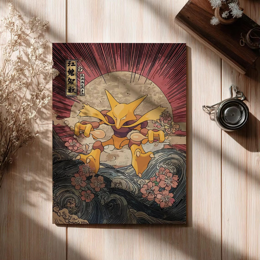 Vintage Ukiyo-e Style Naganadel Pokémon Wandkunst Poster mit Kirschblüten und Wellen von SHENCHEN - Bild 2