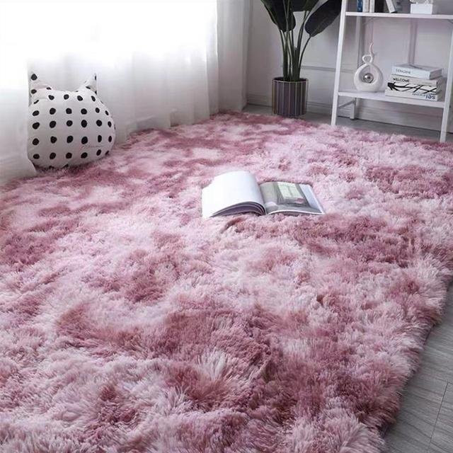 Flauschiger Plüschteppich in Hellgrau und Grün für Wohnzimmer und Schlafzimmer, weicher Samtteppich mit Anti-Rutsch-Funktion, B/T: 200 x 180 cm - Bild 1