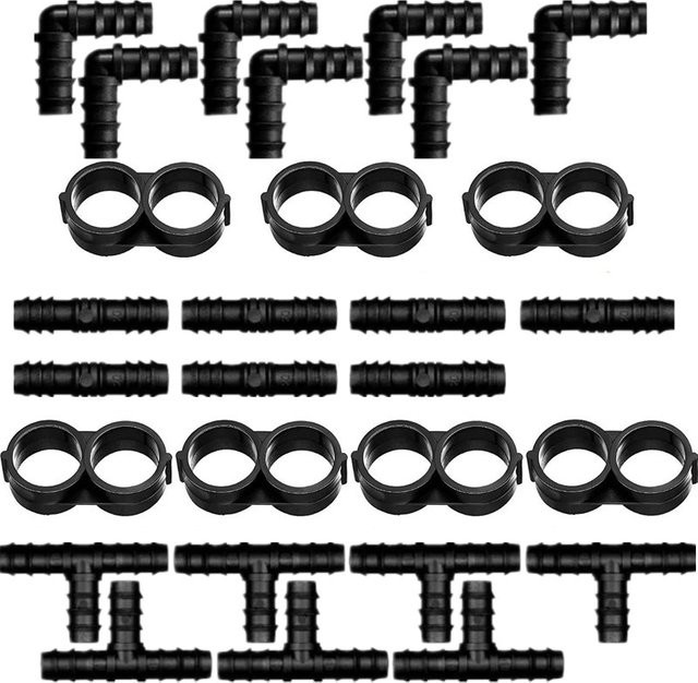 Nongjiale Gartenbewässerungsschlauch-Reparatur- und Verlängerungsset in Schwarz für 1/2 Zoll und 16 mm Schläuche mit Verbindern, Kupplungen, T-Stücken, Winkelstücken und Stopfen - Bild 1