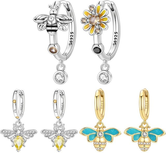 Orstarry Ohrringe, 925 Silber, Bienen, Zirkonia, Damen - Bild 1