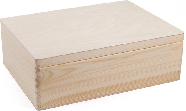 HolzFee Allzweckkiste aus Holz mit Deckel in Braun und Beige, B/T/H: 40 x 30 x 13,5 cm - Bild 1