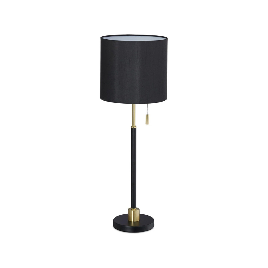 Relaxdays Tischlampe aus Stahl und Kunstseide in Schwarz und Gold mit Zugschalter, Höhe: 69 cm, Durchmesser: 24 cm - Bild 2