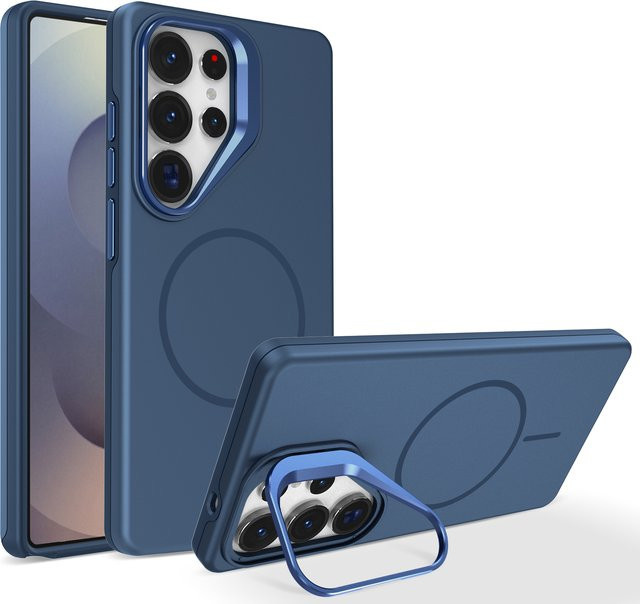 Magnetische Handyhülle für Samsung Galaxy S26 S25 S24 S23 S22 Ultra Plus FE mit Objektivschutz und Ständer, MagSafe kompatibel, Blau - Bild 1