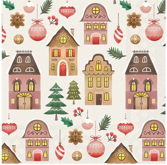 Serviette Christmas at home mit Weihnachtsmotiven in Multicolor aus Papier - Bild 1