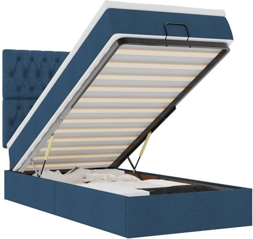 vidaxl Ottoman Polsterbett mit Matratze aus Stoff in Blau, B/T/H: 200 x 80 x 118 cm - Bild 1