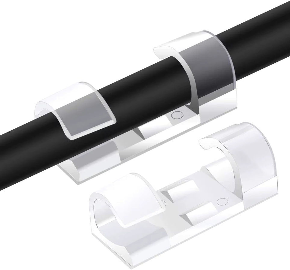 20 Stück Kabel Organizer Clips aus Kunststoff und Metall in Transparent für USB-C Kabel Management und Schreibtisch Ordnung - Bild 3