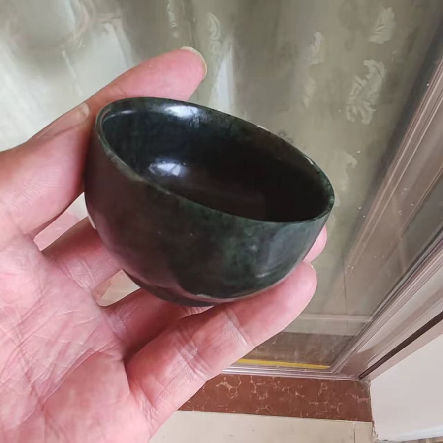 Tibetische Medizin König Stein Teetasse aus natürlicher grüner Jade für die chinesische Teezeremonie und Kung Fu Teeset - Bild 4