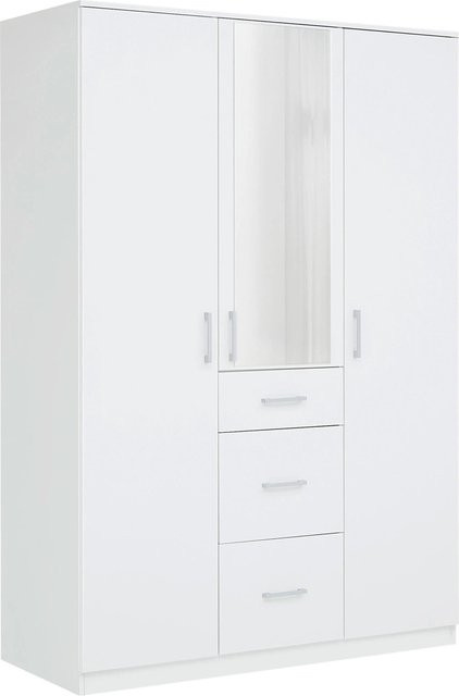 Mömax Drehtürenschrank Lasse Weiß mit Spiegel und Schubladen, B/T/H: 135 x 55 x 196,5 cm - Bild 1