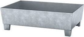 Auffangwanne ASECOS aus Stahl mit Staplerschuhen, verzinkt, silber, B: 81,5 cm, T: 123,5 cm, H: 35,0 cm, 200 l Auffangvolumen - Bild 1