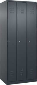 C+P Spind Classic PLUS Garderobenschrank mit 3 Abteilen in Anthrazit, H x B x T: 185 x 75 x 50 cm, mit Zylinderschloss und Garderobenhaken - Bild 1