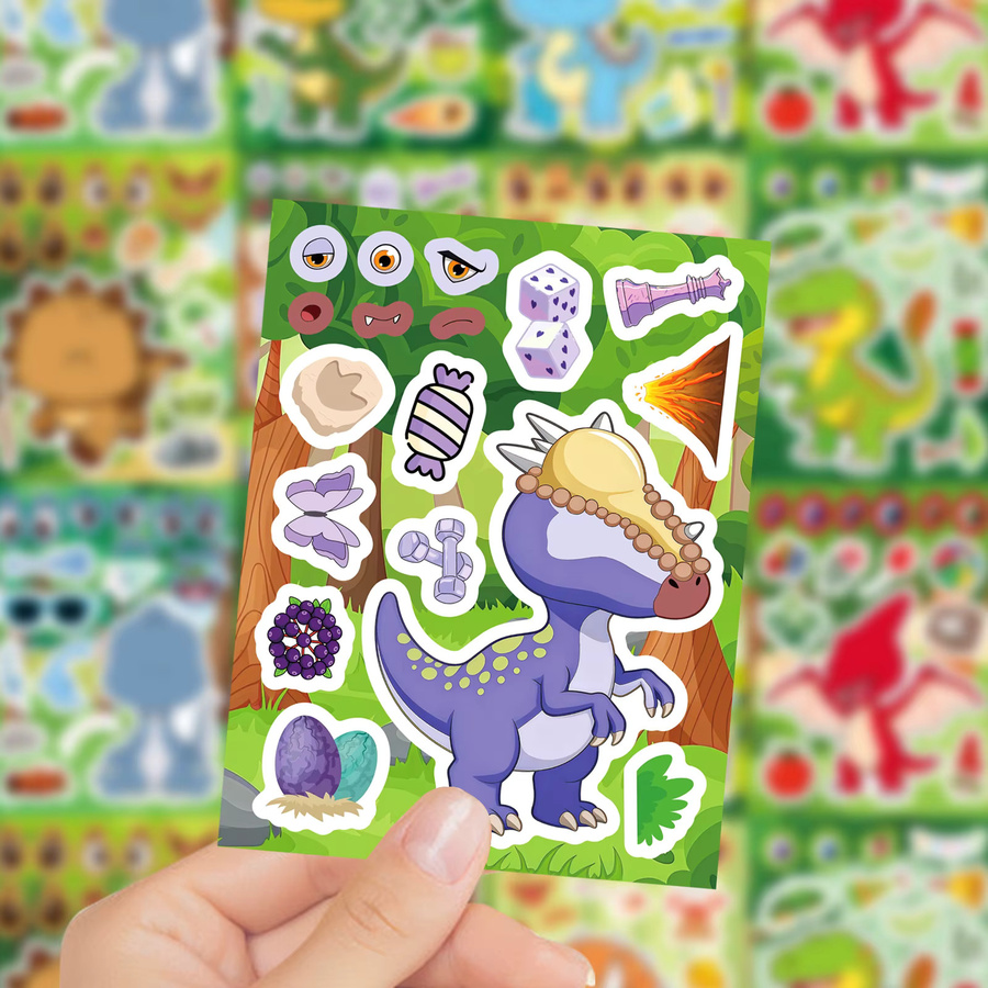 GOGOTU Dinosaurier-Collage, Kinder-Puzzle-Aufkleber, 16-teiliges Set - Bild 3