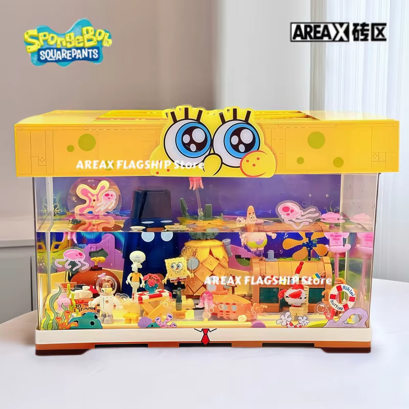 AREAX SpongeBob Schwammkopf Baustein Set mit Ananas Haus und Krossen Krabbe in Mehrfarbig - Bild 3