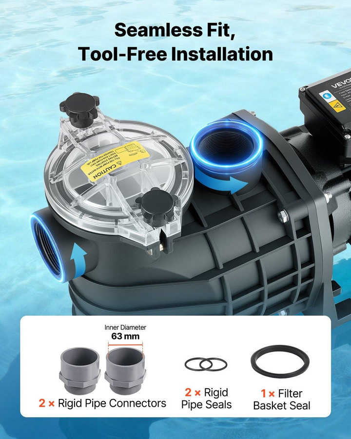 Buying Solutions MB Poolpumpe mit 3000W Leistung, 35.000 L/H Durchflussrate, 24-Stunden-Timer und Filterkorb - Bild 7
