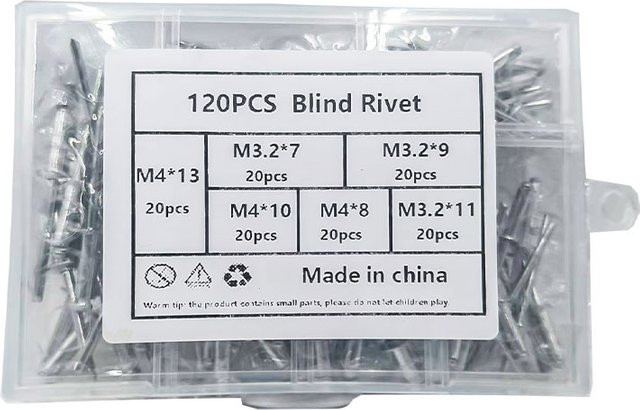 120-teiliges Pop-Nieten-Set aus Aluminiumlegierung in Silber, M3,2 und M4 mit Kuppelkopf für Möbelreparaturen - Bild 1