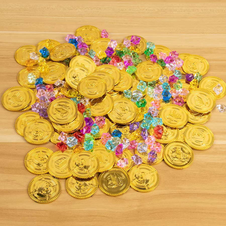 joy-enlife Piraten-Goldmünzen, Piraten-Edelsteine, Schatzzubehör, 50/100 Stück - Bild 2