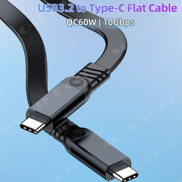 MCGILLON USB 3.2 zu Typ-C Datenkabel, 60 W Schnellladekabel mit 10 Gbit/s Hochgeschwindigkeits-Übertragung, Schwarz - Bild 1
