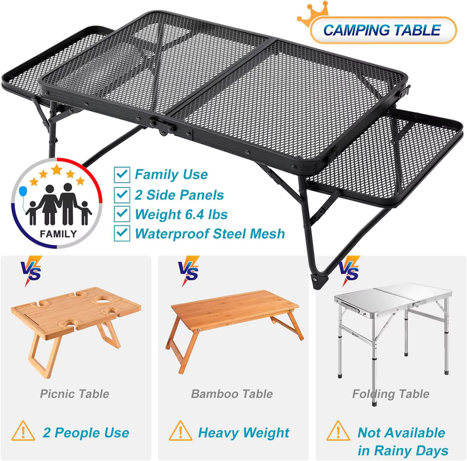 AZULBLANCO Klappbarer Camping-Grilltisch für Outdoor und Picknick mit Gitteroberfläche - Bild 5