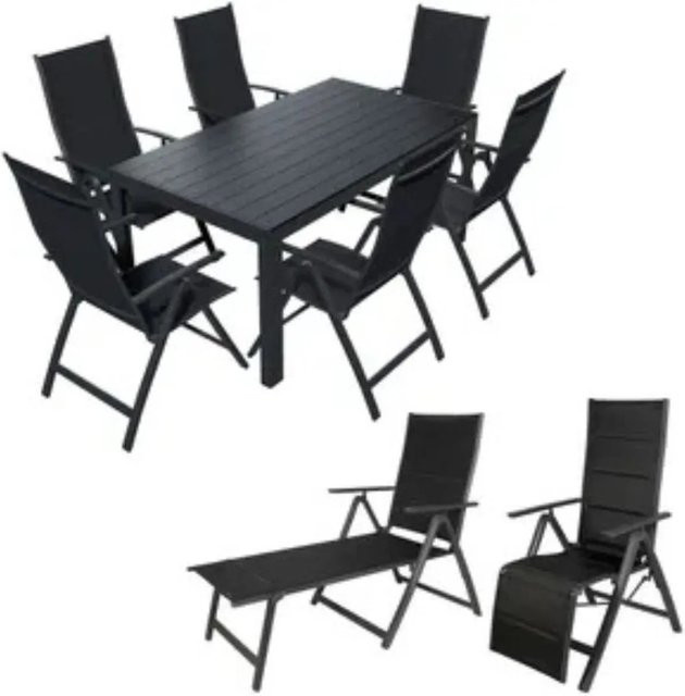 Lex Alu Gartensitzgruppe 9-teiliges Set aus Aluminium in Schwarz und Anthrazit - Bild 1