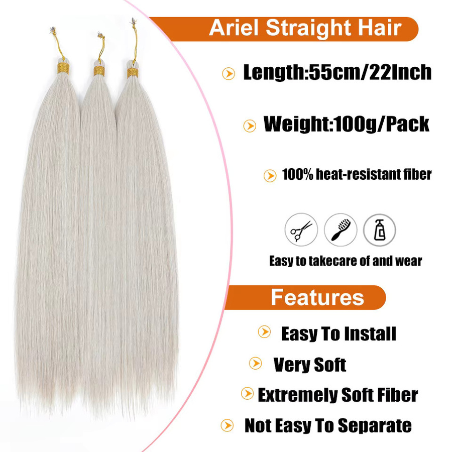 Felek Haar Extensions, 22 Zoll, Ombre Grau Lila, Synthetisch, 3 Teile - Bild 2