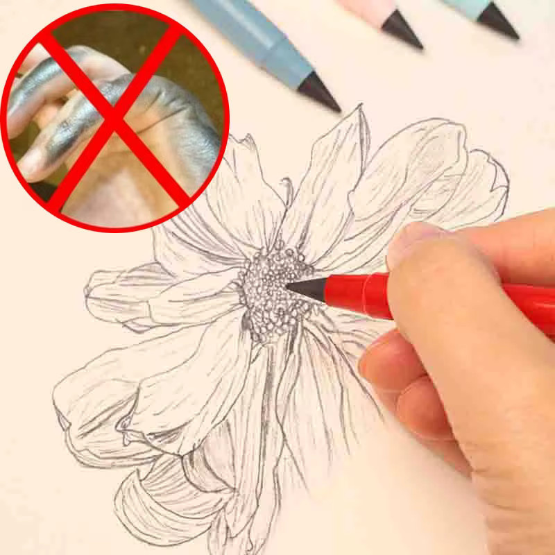 Dot Ding Ewige Bleistifte mit 6 austauschbaren Graphitspitzen für unbegrenztes Schreiben und zum Löschen, 2er Set - Bild 2