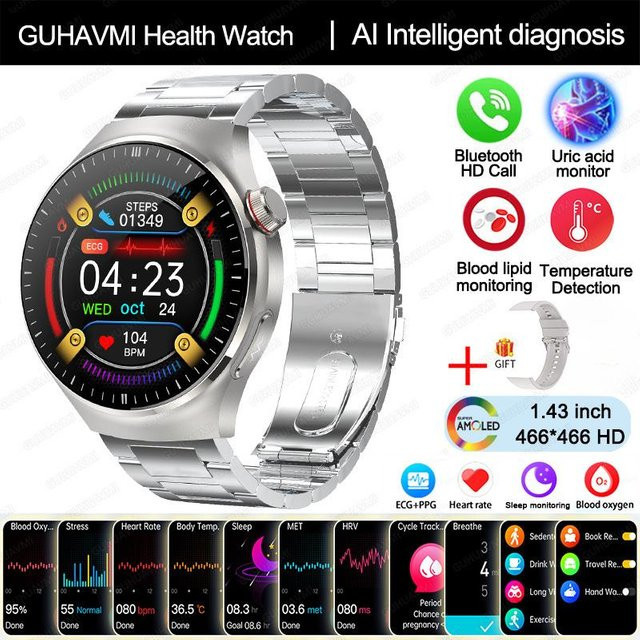 Apex Smartwatch mit EKG, PPG und Bluetooth-Anruf in Silver-Steel - Bild 1