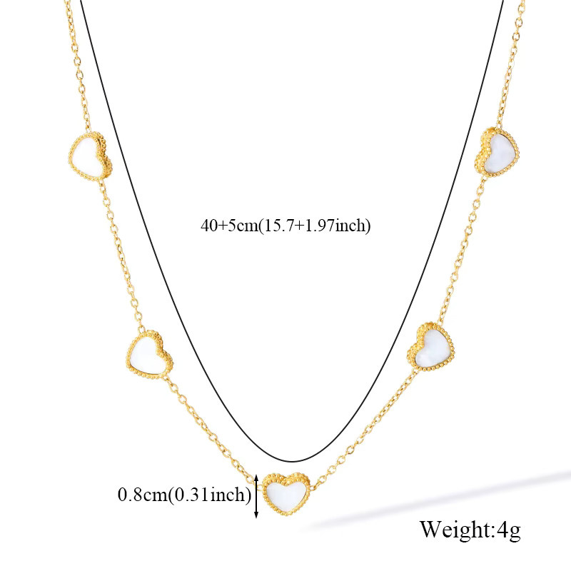 GANEMLY Schmuck-Set, Edelstahl, Weißes Herz, Damen - Bild 2