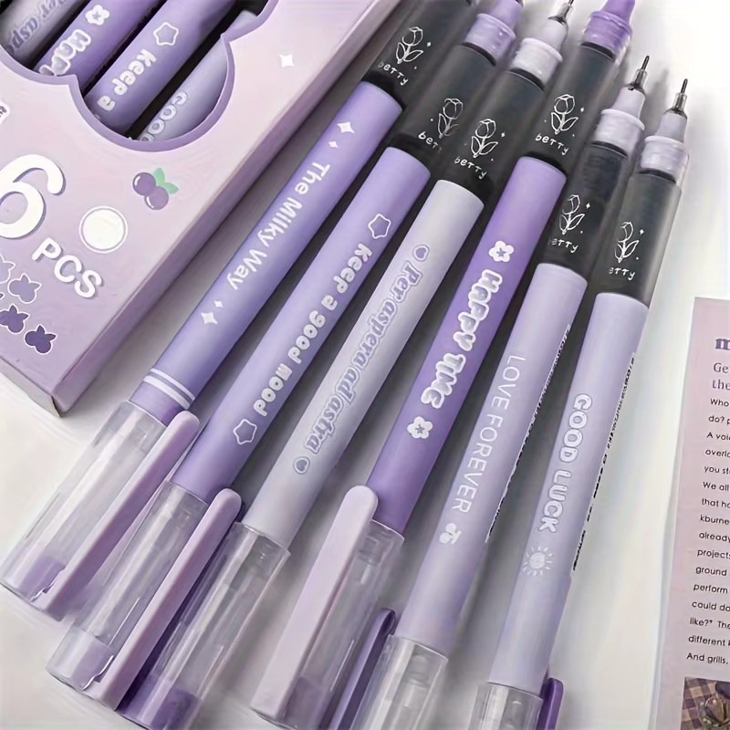 6er-Pack Gelstifte Fresh Style Drunken Berry in Purple mit 0,5 mm Stiftspitze für Büro und Schule - Bild 1