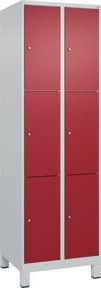 C+P Schließfachschrank Classic PLUS mit 2 Abteilen und Füßen, Farbe Grau mit rubinroter Front, B/T/H: 60 x 50 x 195 cm - Bild 1