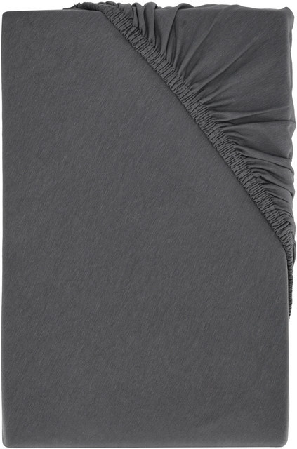LIVARNO HOME Bi-Elastic-Boxspring-Spannbettlaken aus Baumwolle mit Elasthan, Anthrazit, B/T: 180 x 200 cm - Bild 1