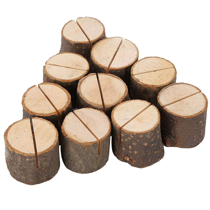 10 Stück Qiilu Tischkartenhalter aus Holz in Braun für Hochzeiten im rustikalen Design - Bild 5
