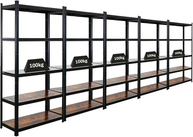 PROREGAL Schwerlastregal Ragnar Vintage Series, 5er Set, Farbe: Vintagebraun-Schwarz, H x B x T: 180 x 90 x 40 cm - Bild 1
