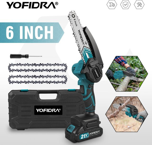 YOFIDRA Akku-Kettensäge 6 Zoll elektrische Astsäge kompatibel mit Makita 21V LXT Batterien für die Holzbearbeitung im Garten - Bild 1