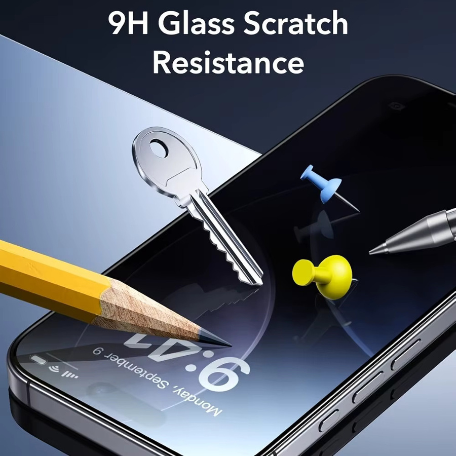 DIXSG 3-teiliges Anti-Spionage Displayschutz Set aus gehärtetem Glas mit 9H Härte für iPhone 17 16 15 14 13 12 11 Pro Max Plus Air Mini XS XR in Transparent - Bild 3