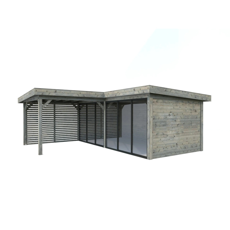 PALMAKO Pavillon Lenna Set 413 Slide in Grau mit Alu-Schiebetüren und Flachdach, B/H/T: 588 x 245 x 588 cm - Bild 2