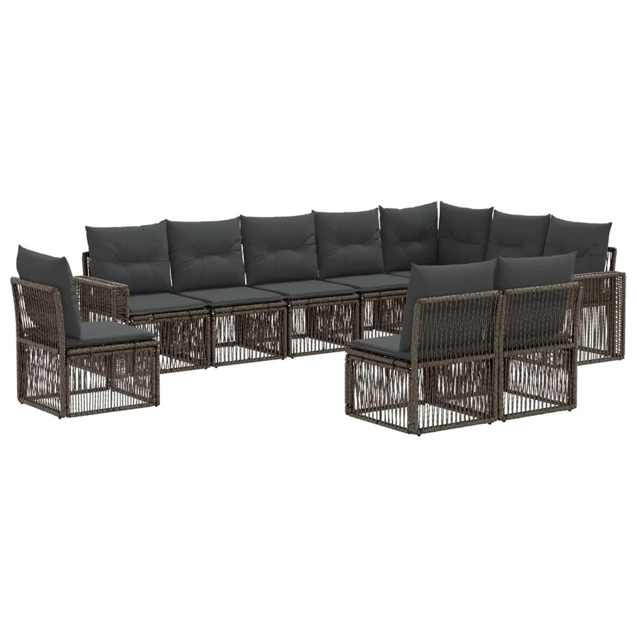 vidaXL Gartensofa-Set aus Poly-Rattan in Grau und Anthrazit, 10-teilige U-Form Lounge-Garnitur mit Polstern und wetterfestem Metallgestell - Bild 2