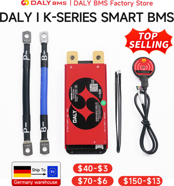 Daly Smart LiFePO4 BMS-Karte mit Bluetooth, UART, RS485 und CANBUS-Kommunikation für 18650 Akkupacks in Rot - Bild 1