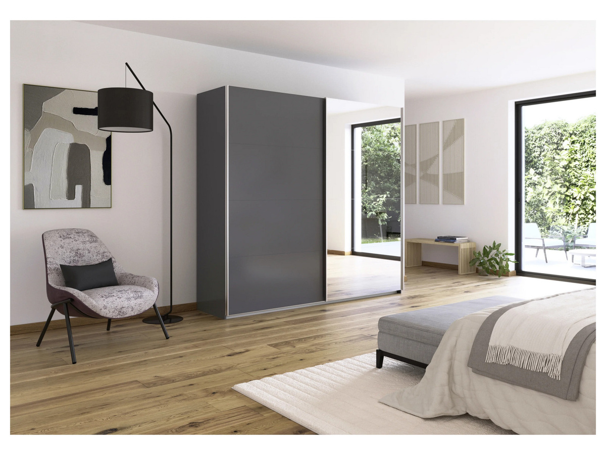 RAUCH Quadra Schwebetürenschrank mit Spiegelelementen in Orange und Eiche, B/H: 271 x 210 cm - Bild 2