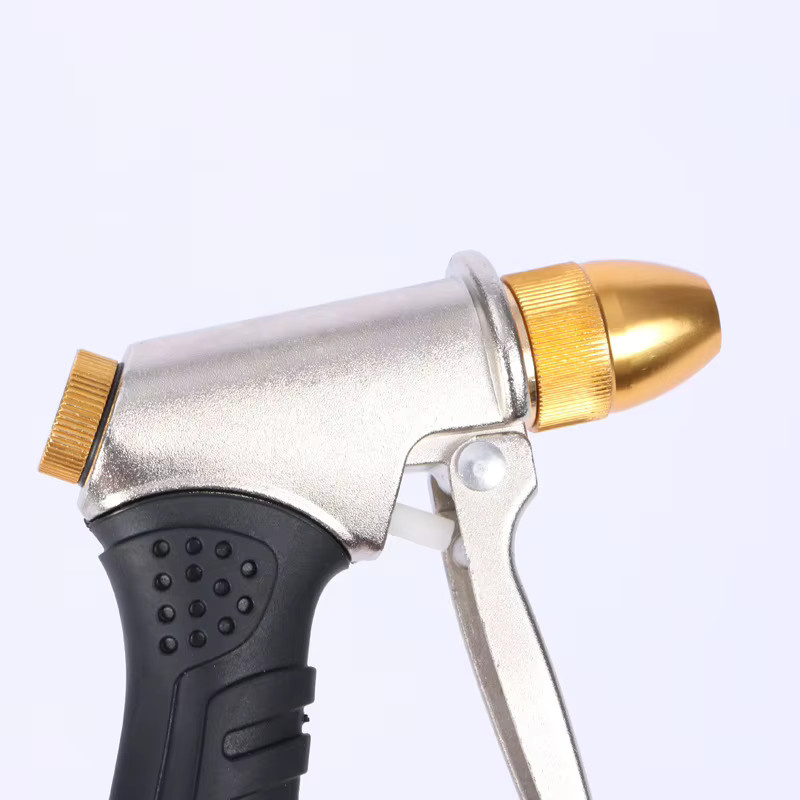 Pengliu Hochdruck-Wasserpistole aus Aluminiumlegierung in Silber, gummibeschichtete Spritzpistole für Garten und Autowäsche - Bild 3