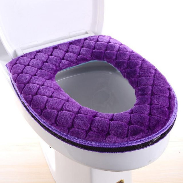 SZwatch Badezimmer-Toilettensitzbezug aus weichem Plüsch in Violett - Bild 1