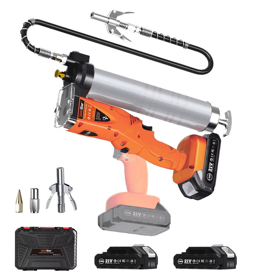 Taskstar Kabelloser Elektrischer Fettpresser 2-in-1 in Orange mit 39,4 Zoll Schlauch für Landwirtschaft und Werkstatt sowie schwere Maschinenwartung (10000 PSI) - Bild 5