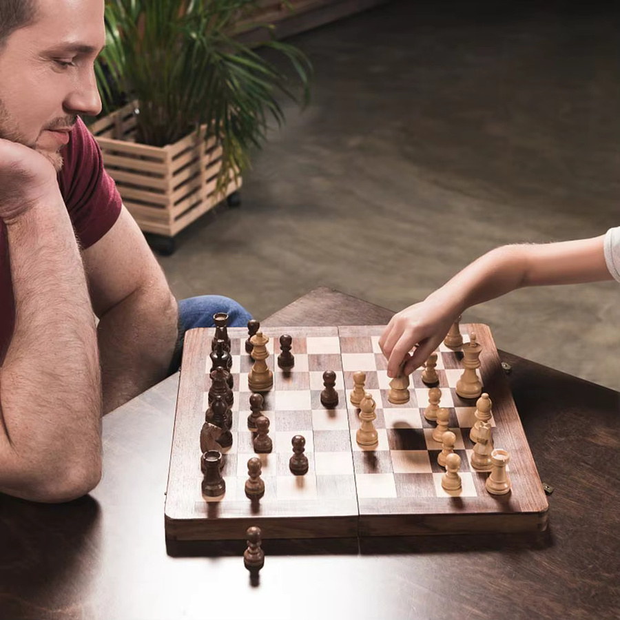JOCESTYLE 3-in-1-Schachspielbrett, Holz, Schach- und Dame-Spiel-Set - Bild 5
