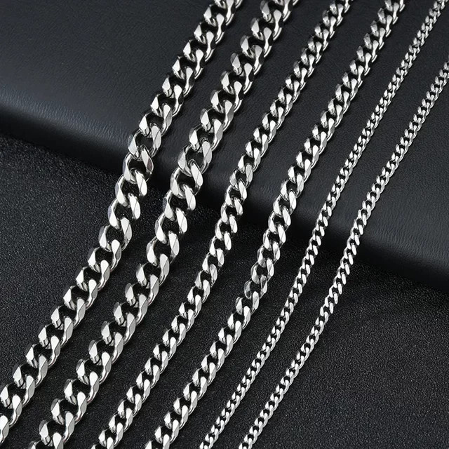 DAIPAN Halskette Edelstahl, Silber, Cuban Link, Unisex - Bild 1