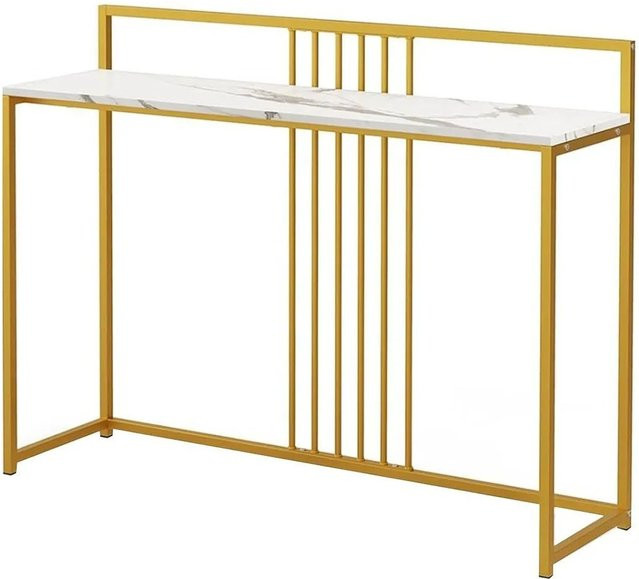 Costway Konsolentisch Beistelltisch in Gold und Weiß, B/T/H: 120 x 32,5 x 88 cm - Bild 1