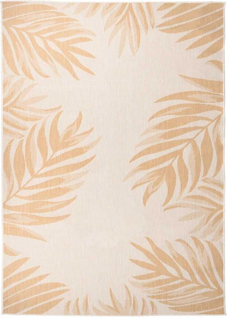 vidaXL Outdoor-Teppich Flachgewebe mit Blattmuster in Gelb und Beige, B: 120 cm, T: 170 cm - Bild 1