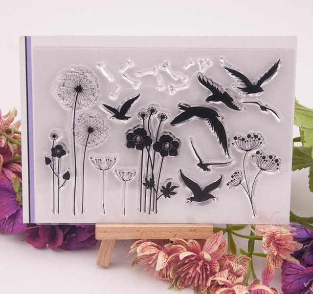 Mango Event Löwenzahn-Blumen-Alphabet Siegelstempel aus transparentem Silikon in Grau für Scrapbooking und DIY-Geschenke - Bild 1