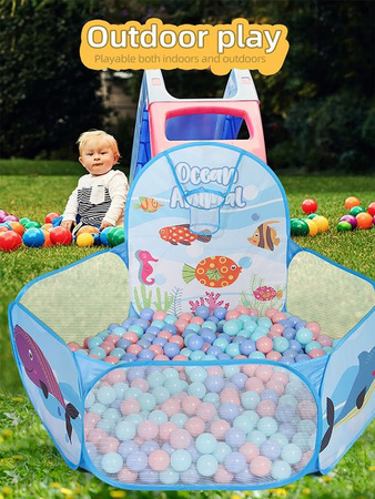Dantrol Kinder-Bällebad Faltbar mit Basketballkorb, Indoor-Outdoor-Laufgitter