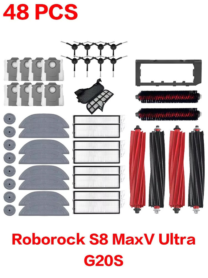 Roborock S8 MaxV Ultra G20S Ersatzteil-Set mit Wischtüchern, Staubsaugerbeuteln, Seitenbürsten und Filtern in Multicolour - Bild 4