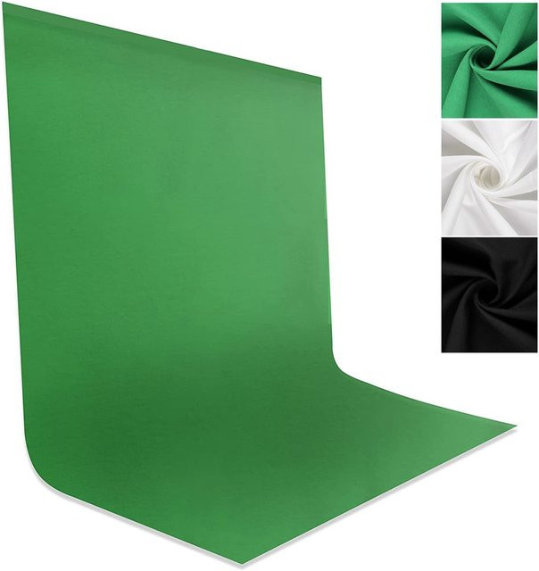DITIPOO Fotografie Hintergrund aus reiner Baumwolle für Chroma Key und Live-Streaming in Grün, Weiß oder Schwarz - Bild 1