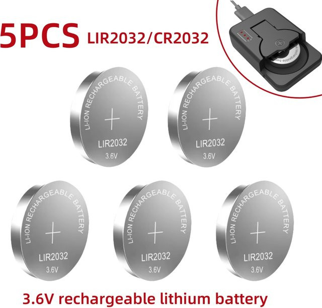 NDNNAS LIR2032 wiederaufladbare Lithium-Knopfbatterie 3,6 V 40 mAh in Silber - Bild 1